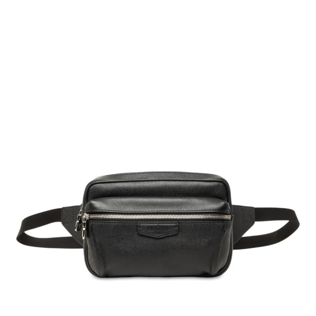 Black Louis Vuitton Taiga Outdoor Bumbag Belt Bag in Black Leather from Designer Revival
