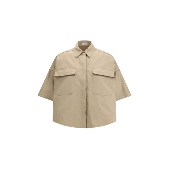 Brunello Cucinelli Beige Cotton Shortsleeve Shirt in Beige from HEWI