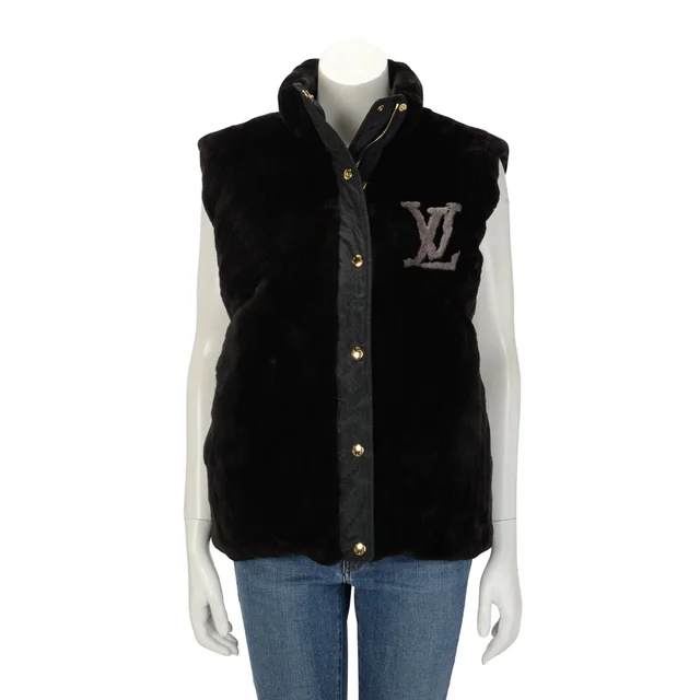 Louis Vuitton Mink & Monogram Nylon Reversible Vest FR 36 in Black Nylon from Blue Spinach