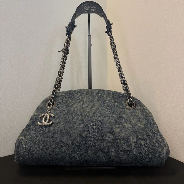 Chanel Denim Camellia Chain Shoulder Bag in Denim from Luxury Promise
