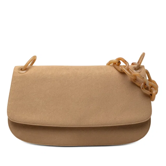 Brown Prada Canvas Resin Chain Shoulder Bag in Brown Canvas from Designer Revival