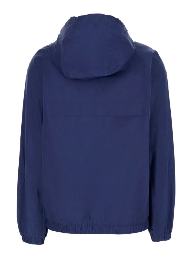 DUNST Blue Jacket with Front Zip Closure and Fixed Hood in Cotton Blend for Women in Blue 75% Cotton 25% Polyester, photo 3 of 6 from Gaudenzi Boutique