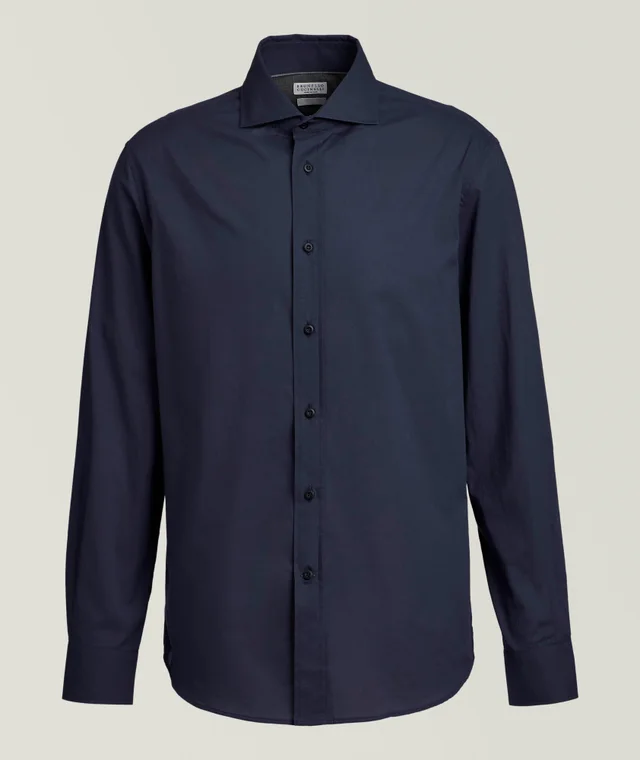 Brunello Cucinelli Easy-Fit Cotton Poplin Shirt in Blue Cotton & Cotton Blends from Harry Rosen, photo 1 of 1