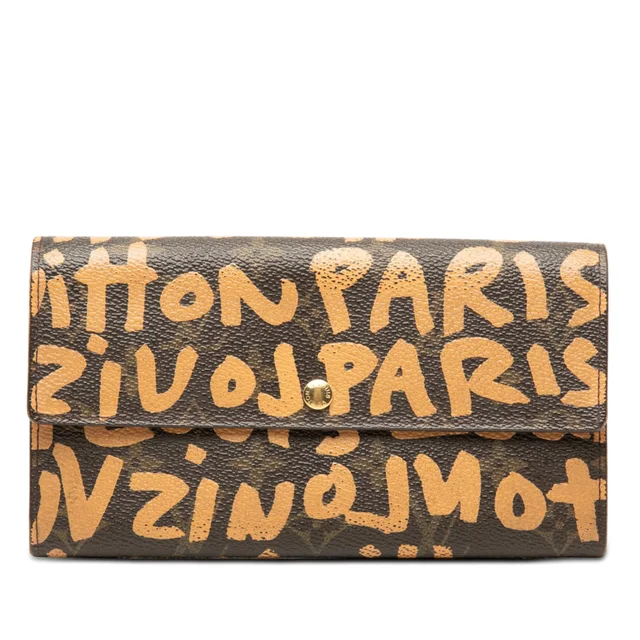Brown Louis Vuitton Stephen Sprouse Monogram Graffiti Porte Monnaie Credit Long Wallets in Brown Coated canvas from Designer Revival