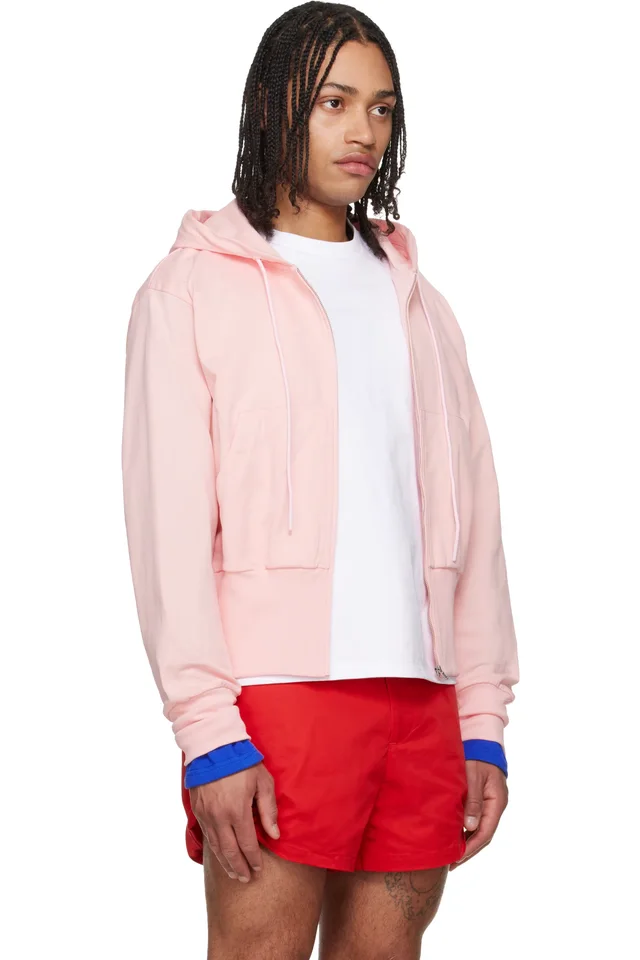 LII Pink Wide Band Zip-Up Hoodie, photo 2 of 5 from SSENSE