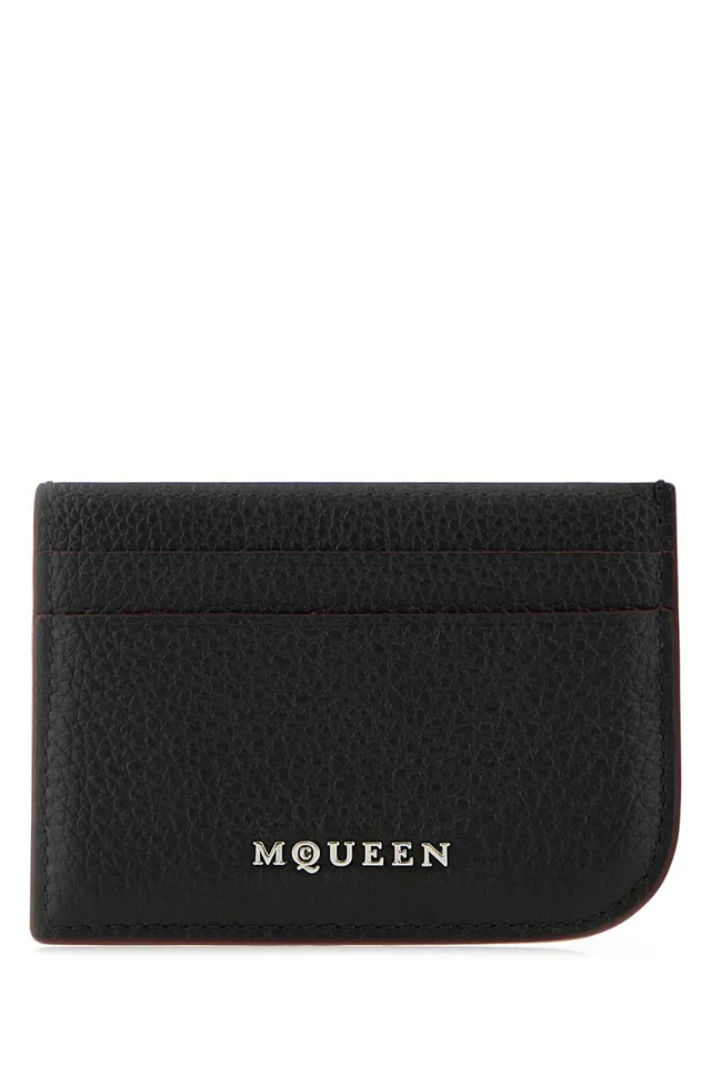 Alexander McQueen Sling Card Case — Black Wallet in Black Leather from HEWI