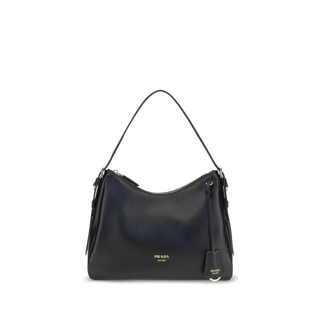 Prada Black Calf Leather Bos Taurus Shoulder Bag in Black Calfskin from HEWI