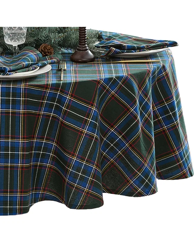 Elrene Home Fashions Stowe Tartan Holiday Plaid Oval Tablecloth, image 1 of 1 from Rue La La