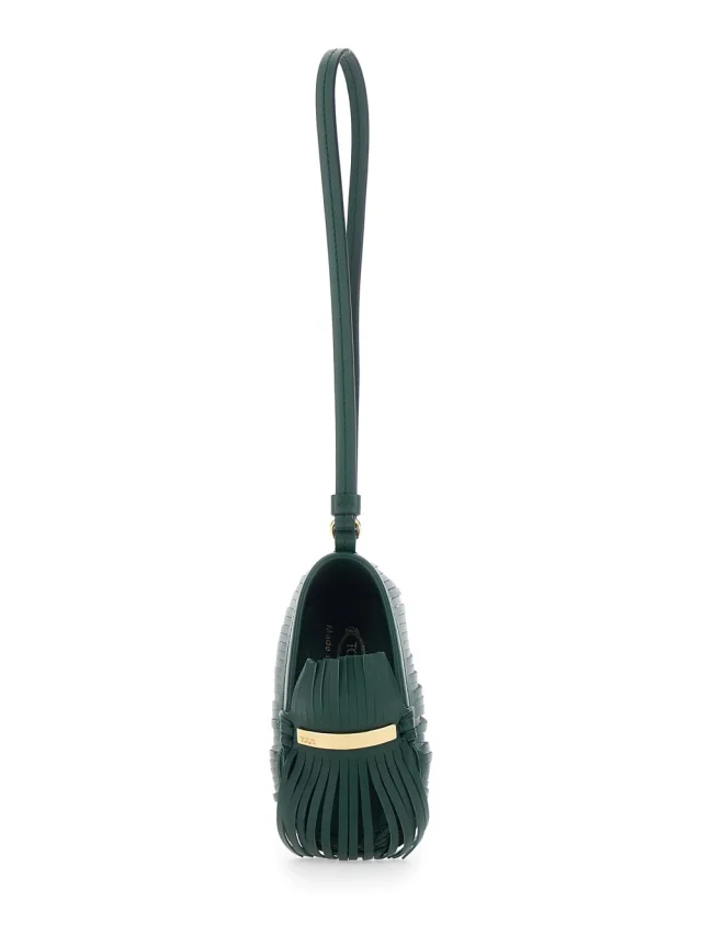 Green Pendant with Fringed and Wrist Strap in Leather Woman in Green, image 1 of 1 from Gaudenzi Boutique