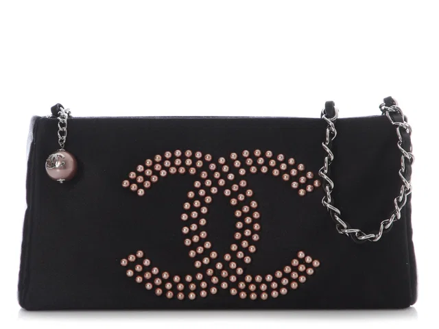 Chanel Black Satin Evening Bag in Black Satin from Ann's Fabulous Finds