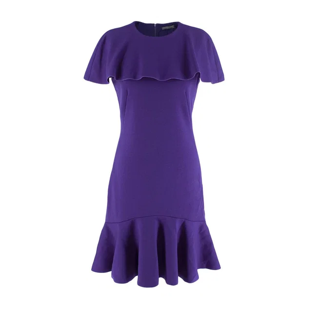 Alexander McQueen Violet Wool Jersey Frill Hem Dress in Purple Wool from HEWI