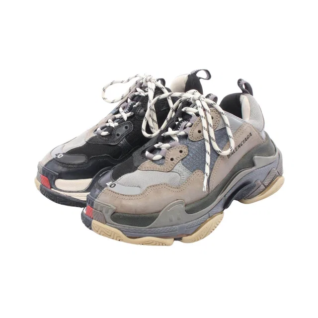 Balenciaga Triple S Split Leather Fabric Sneakers in Leather from LuxUness