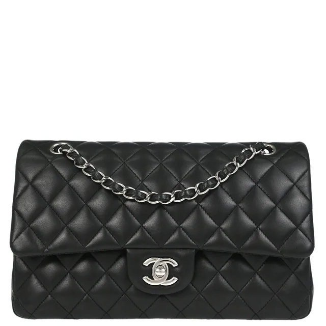 Chanel 2012-2013 Black Lambskin Medium Classic Double Flap Shoulder Bag in Black Lambskin from AMORE Vintage Tokyo