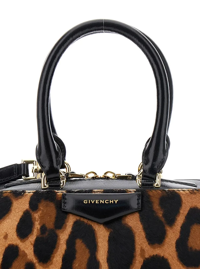 Givenchy 'Antigona East West' Brown Mini Handbag with Animalier Print and Logo Lettering on the Front in Leather Woman in Multicolor 100% Calf, photo 10 of 12 from Gaudenzi Boutique