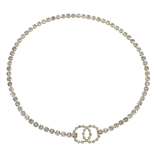 Chanel 1995 Rhinestone Gold Chain Belt in Gold from AMORE Vintage Tokyo