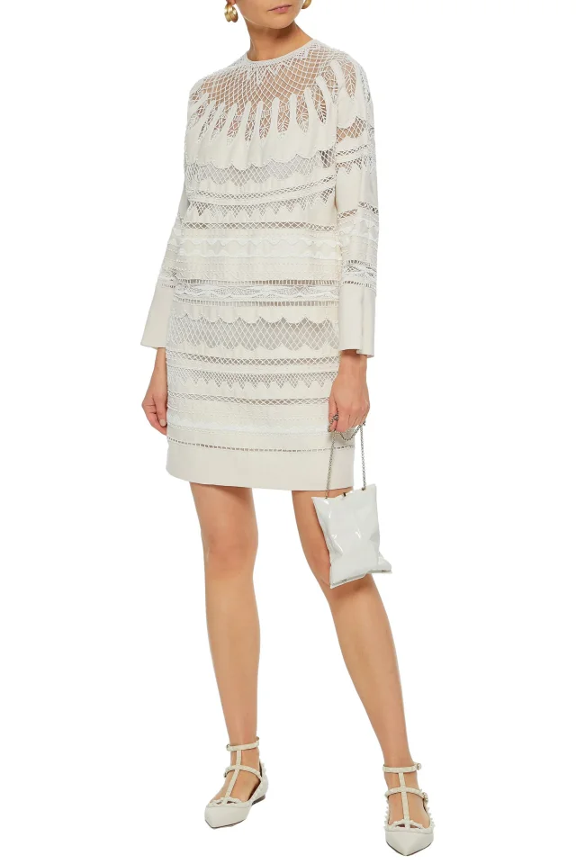 Valentino Garavani Bead-Embellished Tulle-Paneled Silk-Blend Mini Dress, photo 2 of 4 from THE OUTNET