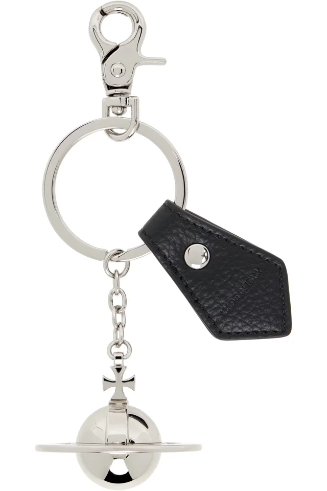 Vivienne Westwood Silver & Black 3D Orb Keychain, photo 2 of 2 from SSENSE