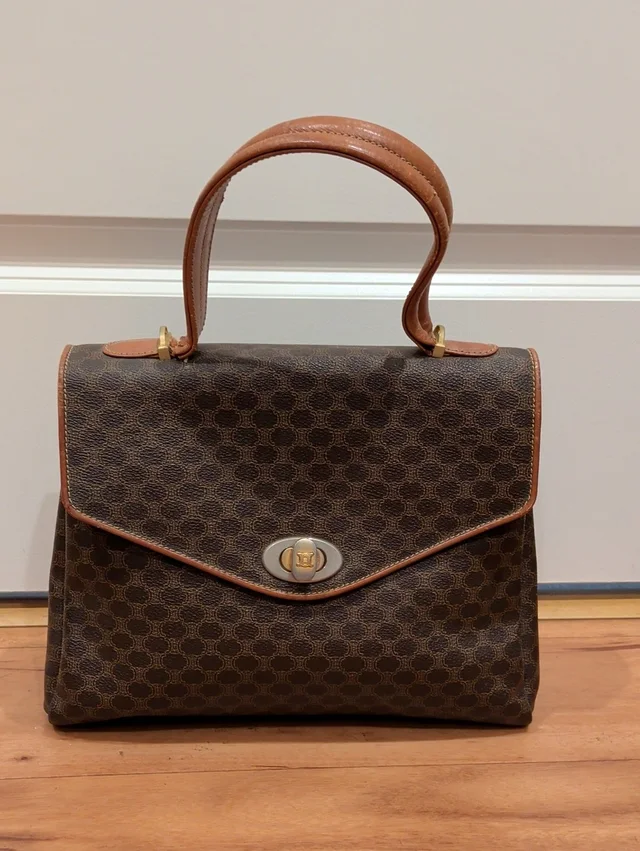 Celine Vintage Project Macadam Top Handle Satchel Flap Envelope Top With Coa in brown|neutral|red Canvas from Poshmark