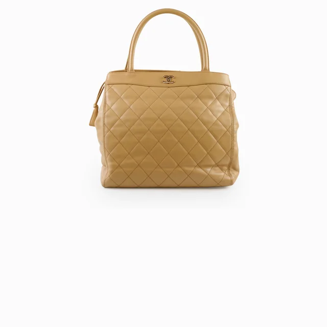 Chanel Beige Quilted Tote Bag in Beige Leather from The Purse Affair