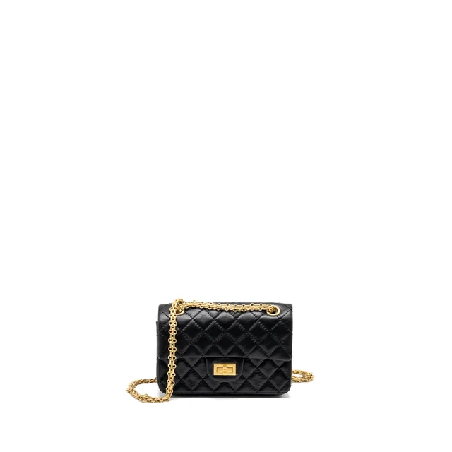 Chanel Mini 2.55 Reissue Aged Calfskin Black GHW (Microchip) in Black Calfskin from EMIER