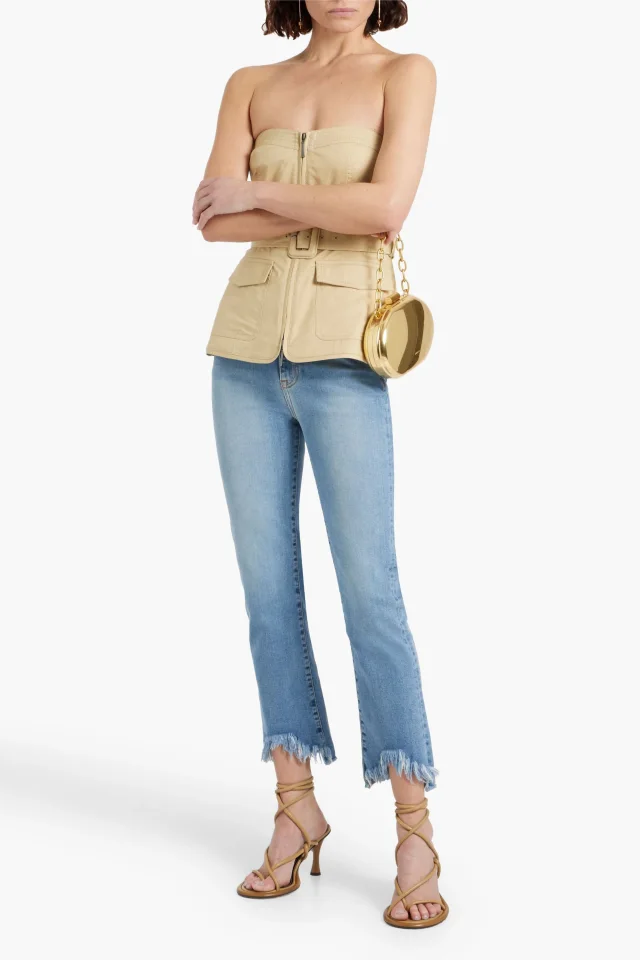 Simkhai River High-Rise Frayed Straight-Leg Jeans in Light denim, photo 2 of 4 from THE OUTNET