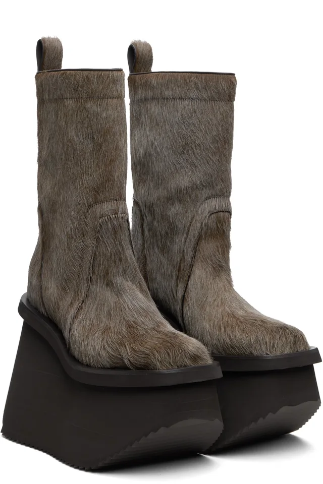 Rick Owens Brown Concordians Factory Boots, photo 4 of 5 from SSENSE