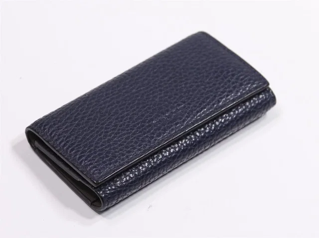 Bally Vintage Small Navy Textured Trifold Leather Keychain Wallet in blue Leather from Poshmark