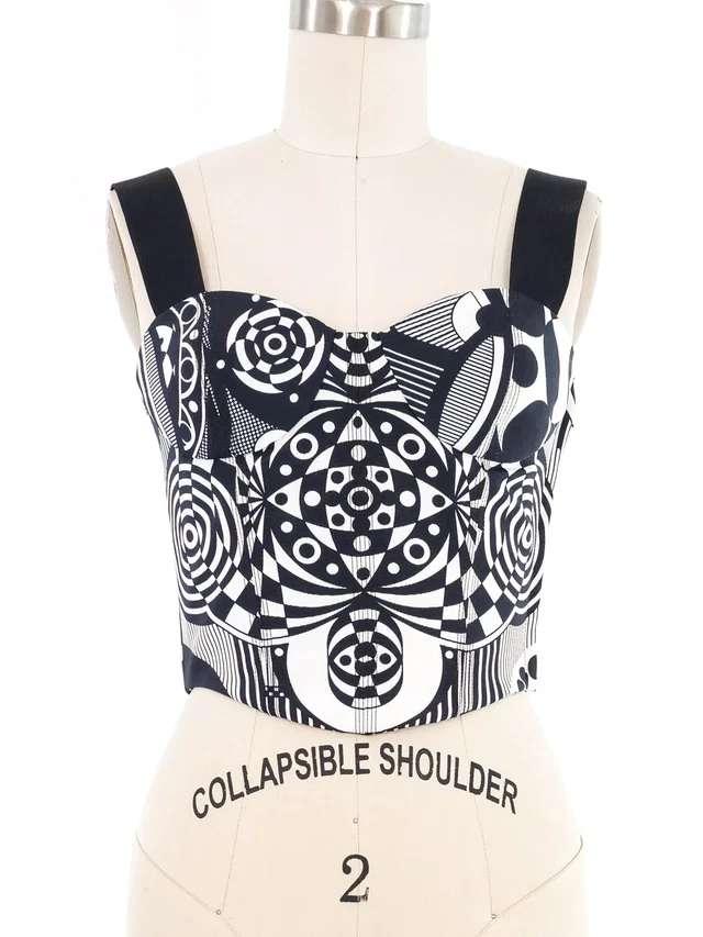 1992 Gianni Versace Geometric Bustier in Silk from Arcade Vintage