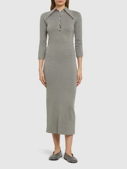 16arlington Midi dress with shirt collar in 55% Silk, 45% Cotton, photo 2 of 5 from LUISAVIAROMA