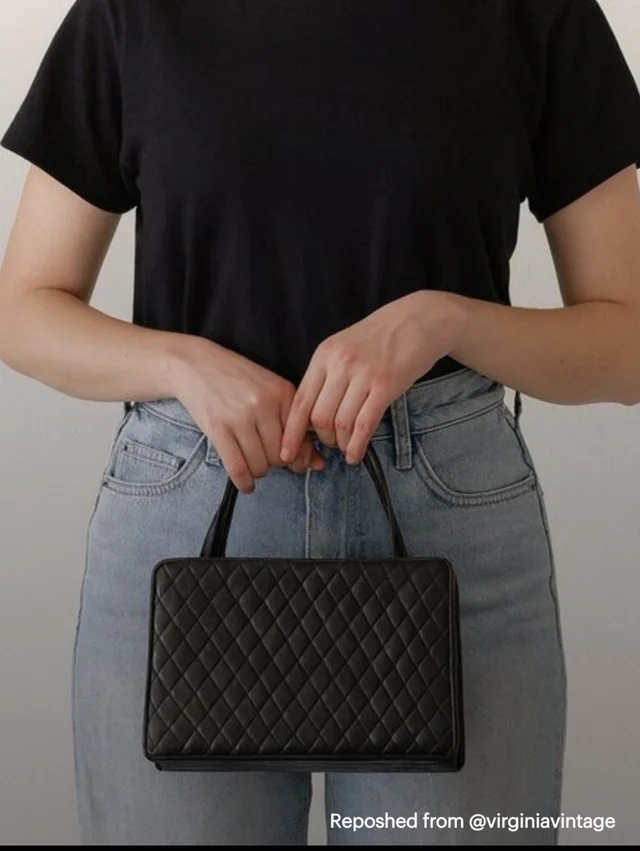 Judith Leiber Vintage Black Quilted Mini Top-Handle Bag in black Leather from Poshmark, photo 1 of 1