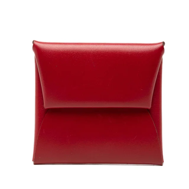 Red Hermès Box Calfskin Bastia Change Purse Coin Pouch in Red Calfskin from Designer Revival