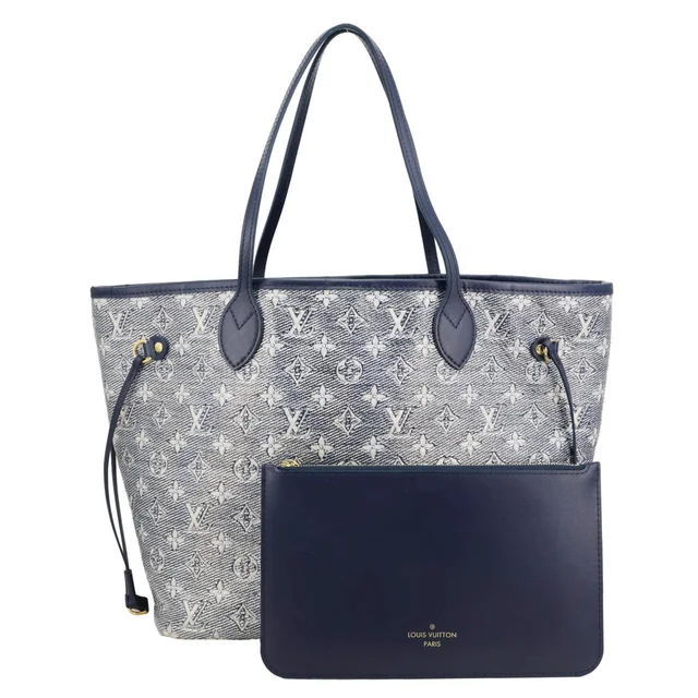 Louis Vuitton Neverfull MM Monoglam Jacquard Tote Bag Navy Blue in Navy from Dallas Designer Handbags