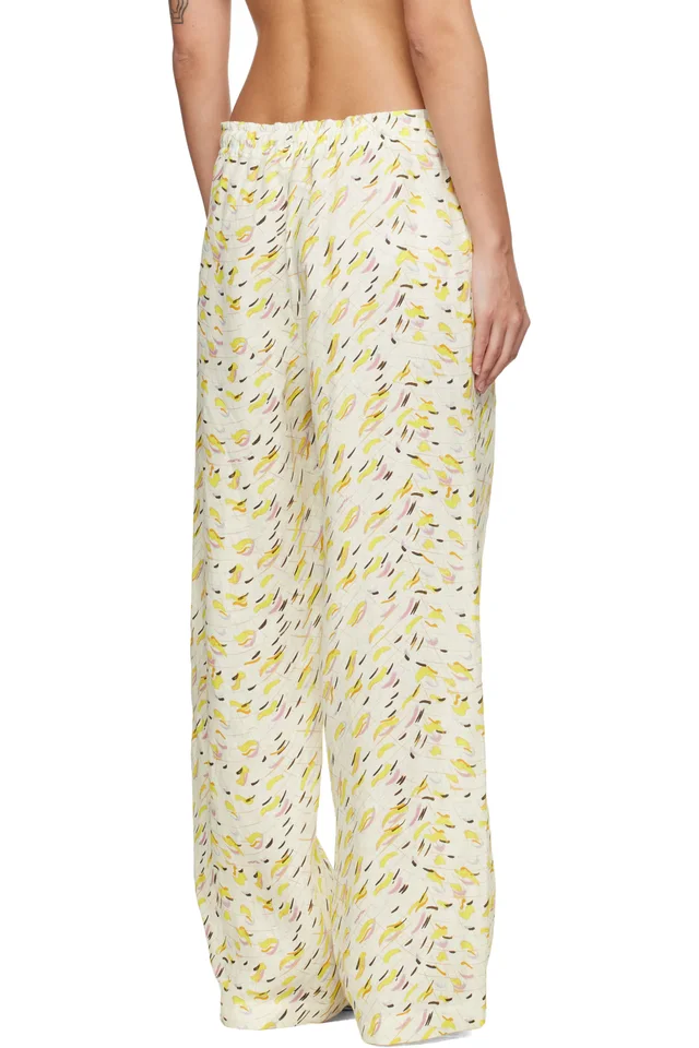 Marni Yellow Linen 'Brushstroke Wave' Print Trousers, photo 3 of 4 from SSENSE