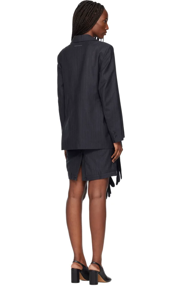 MM6 Maison Margiela Black Wool-Blend Gloves Blazer, photo 3 of 4 from SSENSE