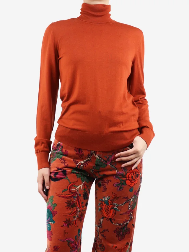 Dolce & Gabbana Rust roll-neck sweater - size UK 12 in Wool from Sign of the Times