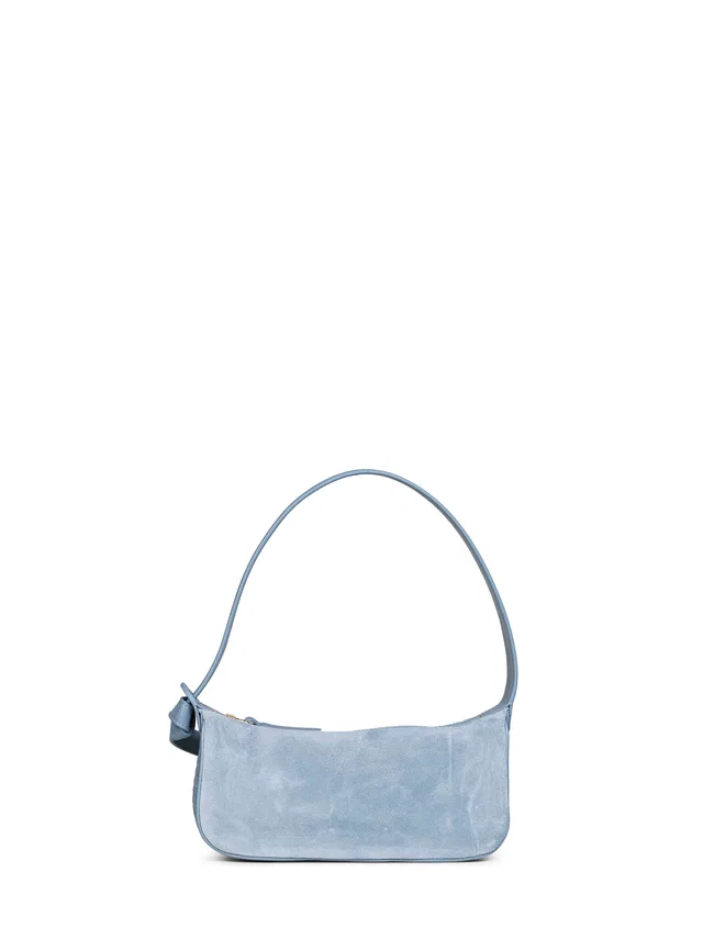 Bottega Veneta Intrecciato & Suede Shoulder Bag — Blue Calfskin in Blue Calfskin from HEWI