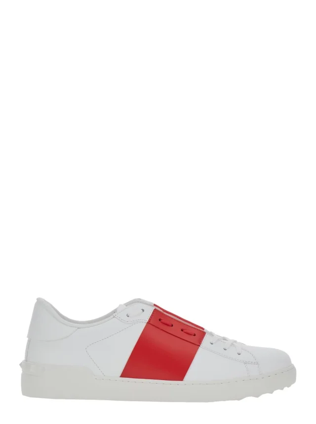 Valentino garavani White Low Top Sneakers with Logo Tag and Rockstud Detail on the Back in Leather Man in White 100% Calf from Gaudenzi Boutique, photo 1 of 1