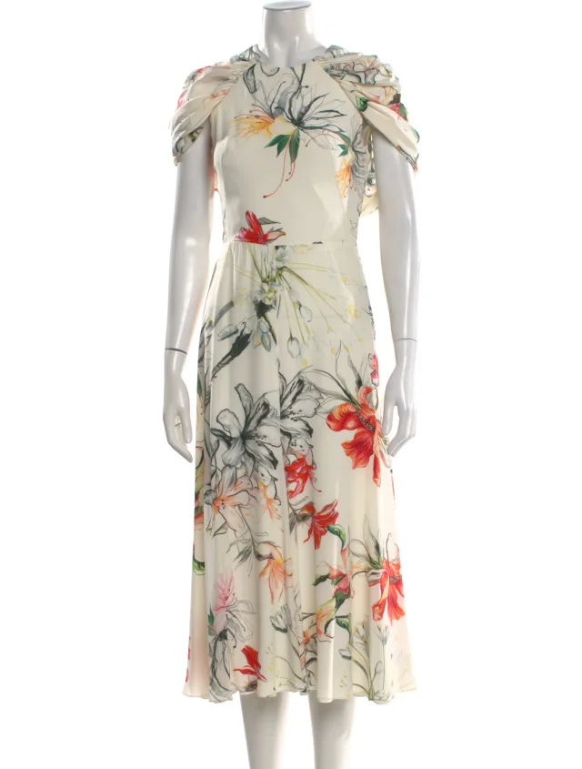 Alexander McQueen Silk Midi Length Dress in Silk from The RealReal