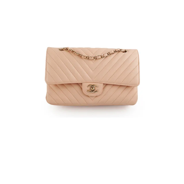 Chanel Classic Flap Medium Beige Clair Caviar Shoulder Bag in Beige Caviar leather from The Purse Affair