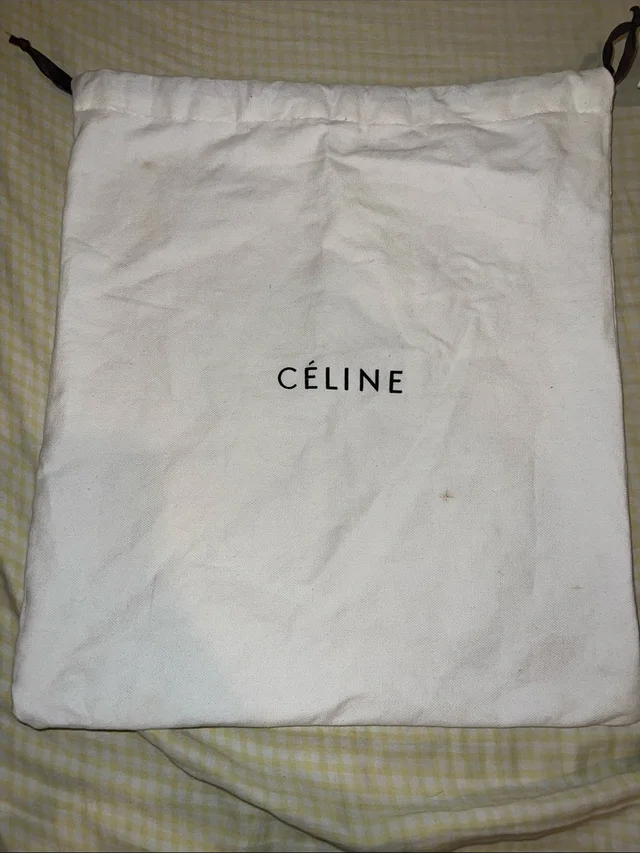 Celine White Canvas Drawstring Dust Bag With Black Cord in black|white Canvas from Poshmark