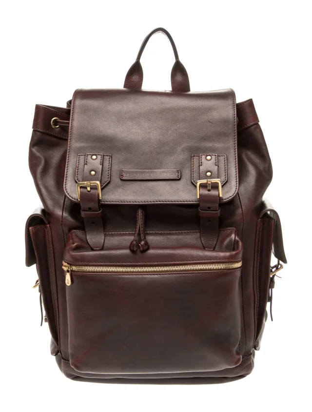 Brunello Cucinelli Leather Backpack in brown|red Leather from The RealReal