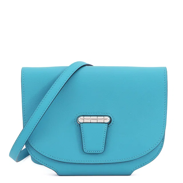 Hermès Mini Convoyeur Turquoise Swift Leather in Blue Swift leather from GALLERY RARE