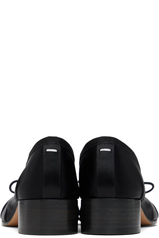 Maison Margiela Black Tabi Satin Ballerina Heels, photo 2 of 5 from SSENSE
