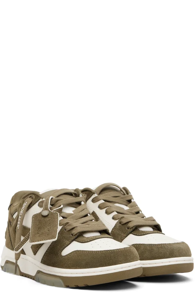 Off-White & Khaki Out Of Office Calf & Suede Sneakers, photo 4 of 5 from SSENSE