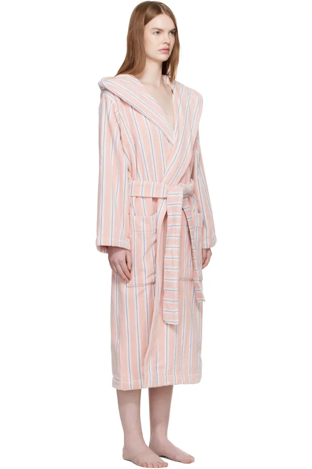 Tekla Pink Terry Hooded Bathrobe, photo 2 of 4 from SSENSE
