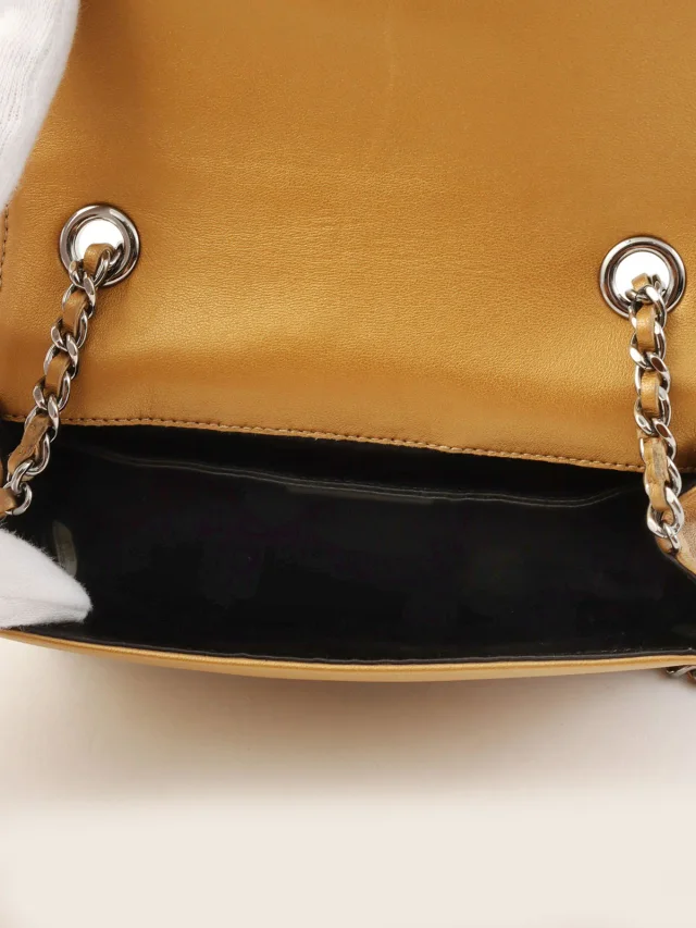 Chanel CC Mark Plate Chain Shoulder Bag, Gold, circa 2009 in Gold Leather from VINTAGE QOO TOKYO, photo 5 of 14