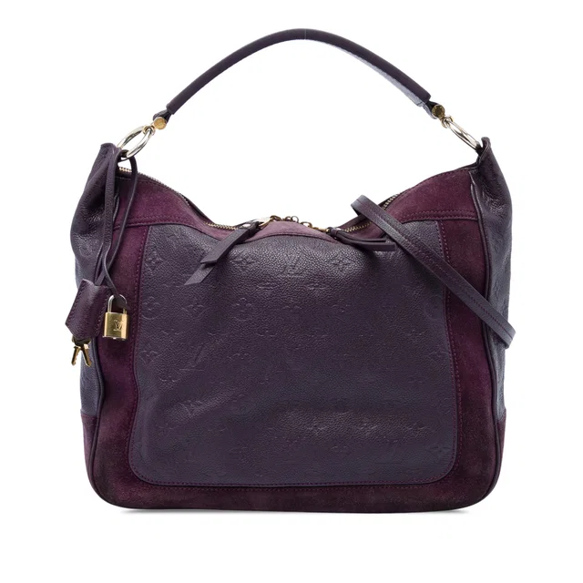 Purple Louis Vuitton Monogram Empreinte Audacieuse MM Satchel in Purple Suede from Designer Revival, photo 1 of 1