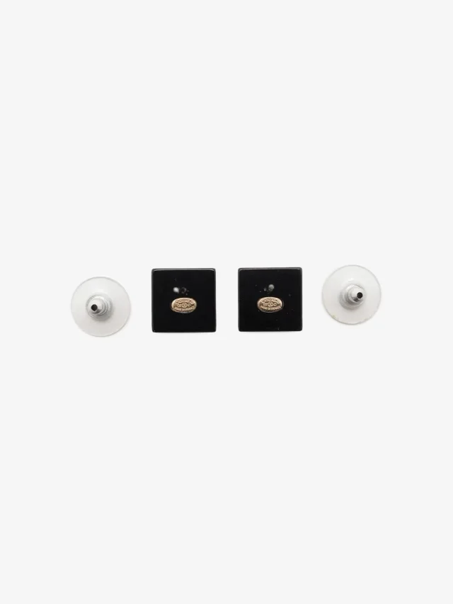 Chanel Black CC square stud earrings in Black Resin from Sign of the Times, photo 7 of 9