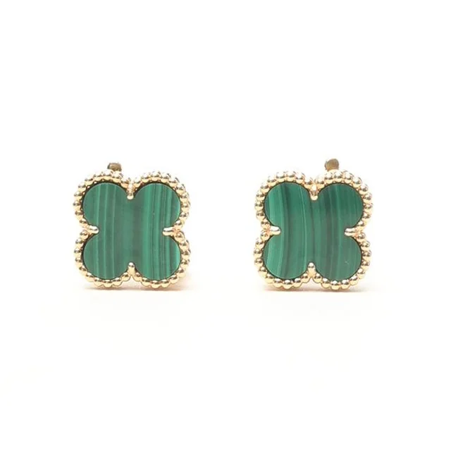 Van Cleef & Arpels Vintage Alhambra Malachite Earrings from A Retro Tale