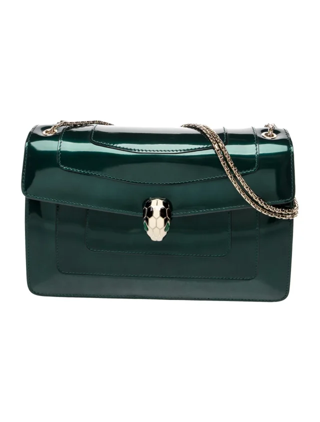 Bvlgari Patent Leather Serpenti Forever in green Patent leather from The RealReal